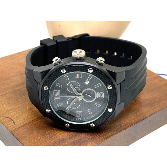 Joshua & Sons Men's Watch JS62BK Quartz Chronograph Black Dial Rubber Ba… - Picture 7 of 13